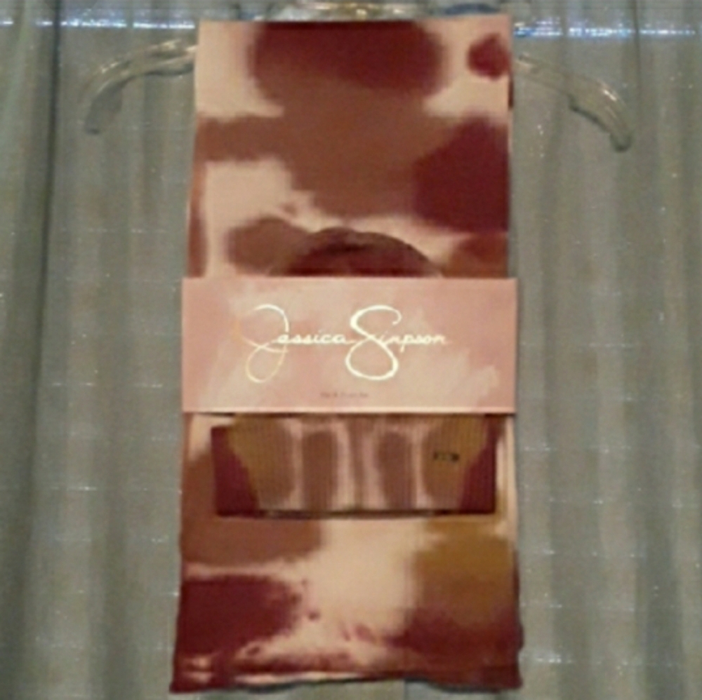 Bundle of Jessica Simpson Crocodile Embossed Clutch & Tie Dye Hat and Scarf Set